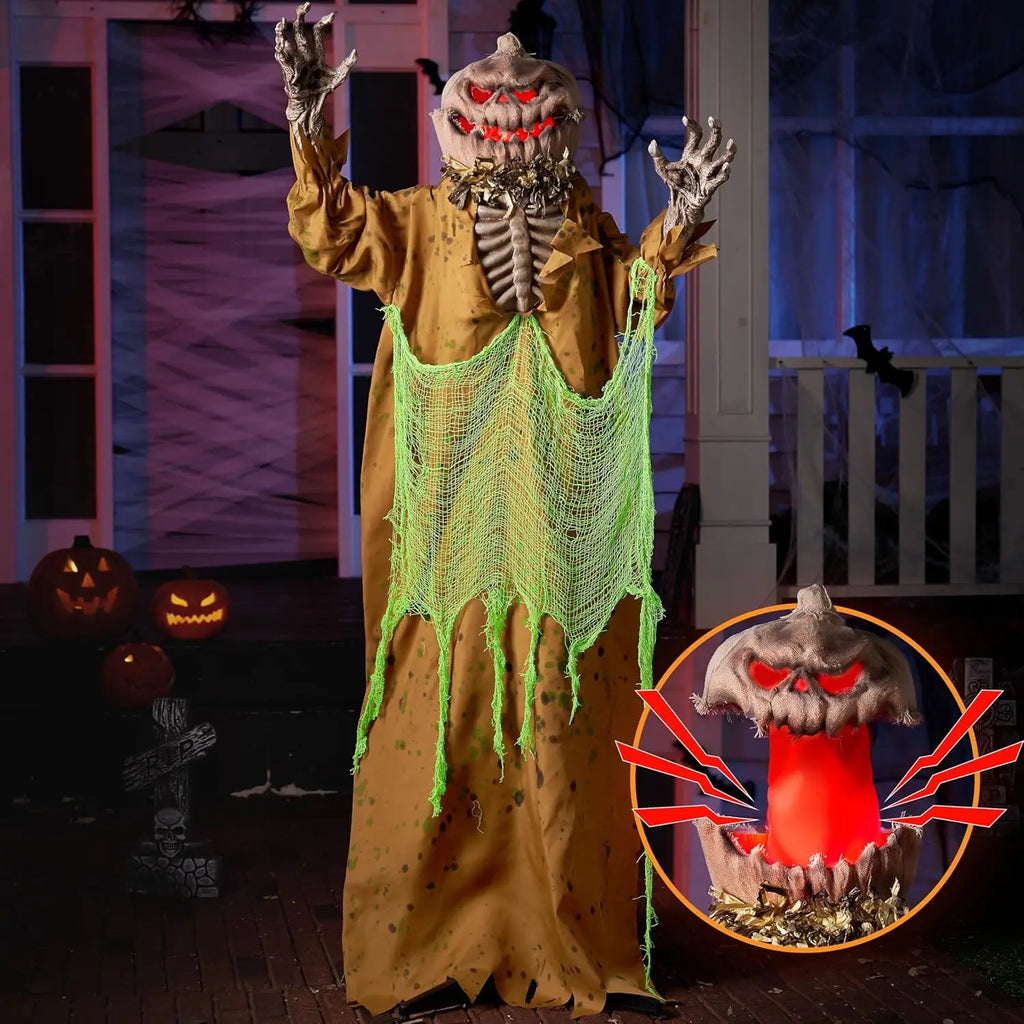 67" Halloween Animated Pumpkin Ghost Decorations Outdoor with Pop Up Head.
