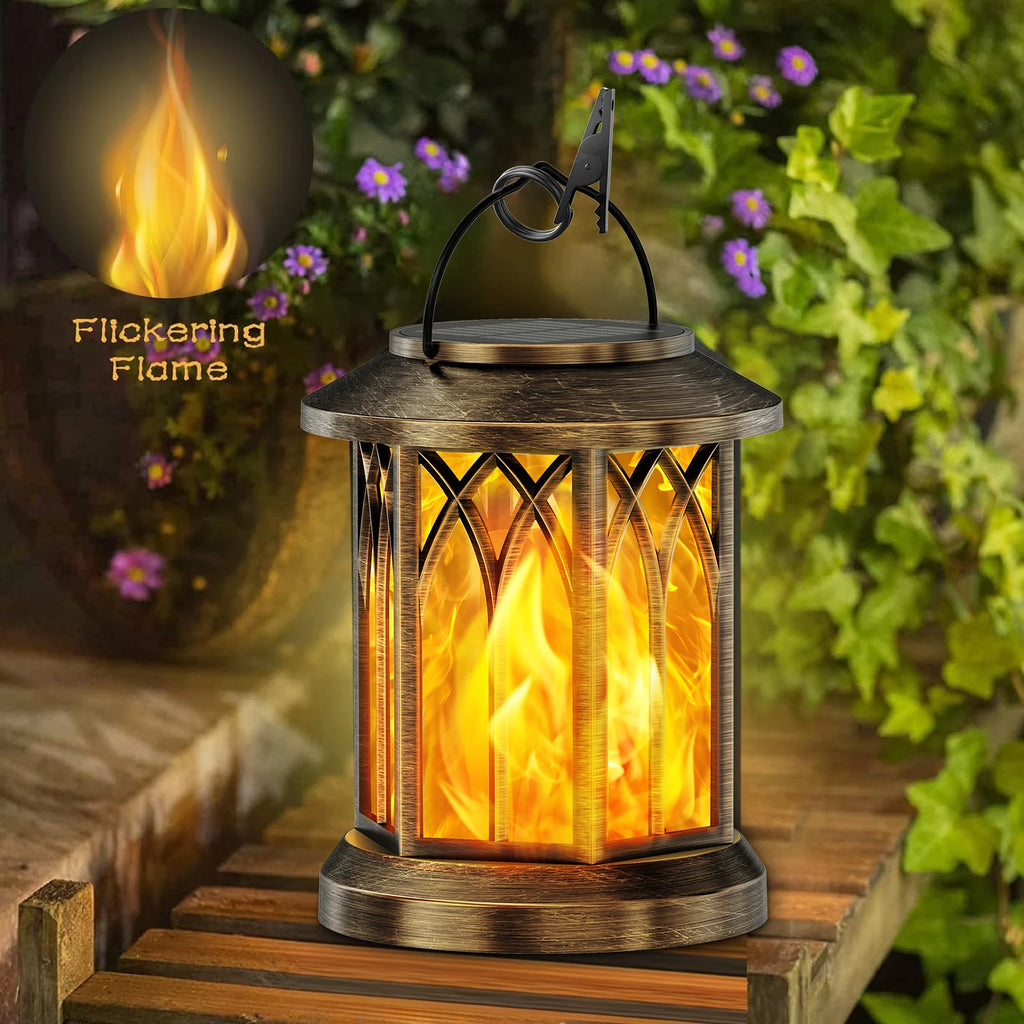 2 Pack Upgraded Flickering Flame Solar Lanterns/