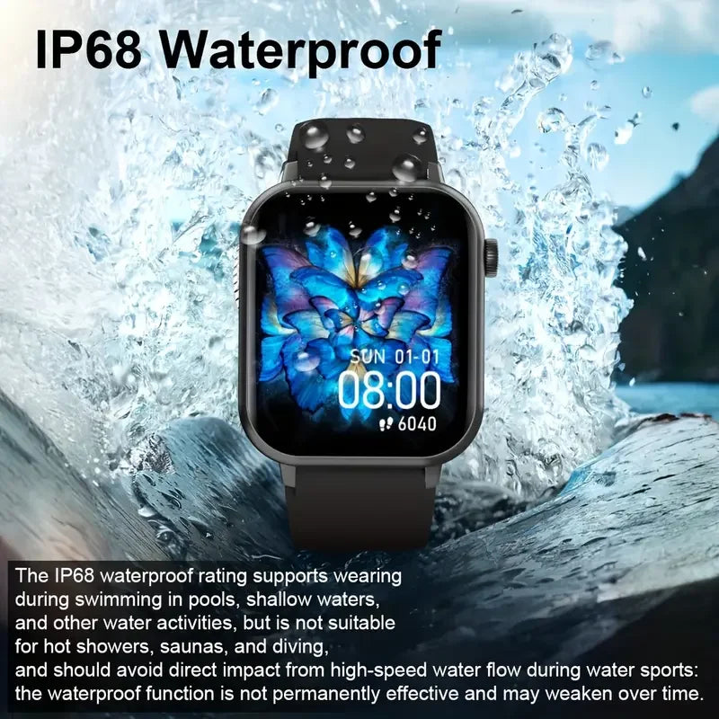 2025 New Waterproof Smart Watch Bluetooth Call Women Men Watch Voice Assistant 100+Sports Smartwatch For Android IOS