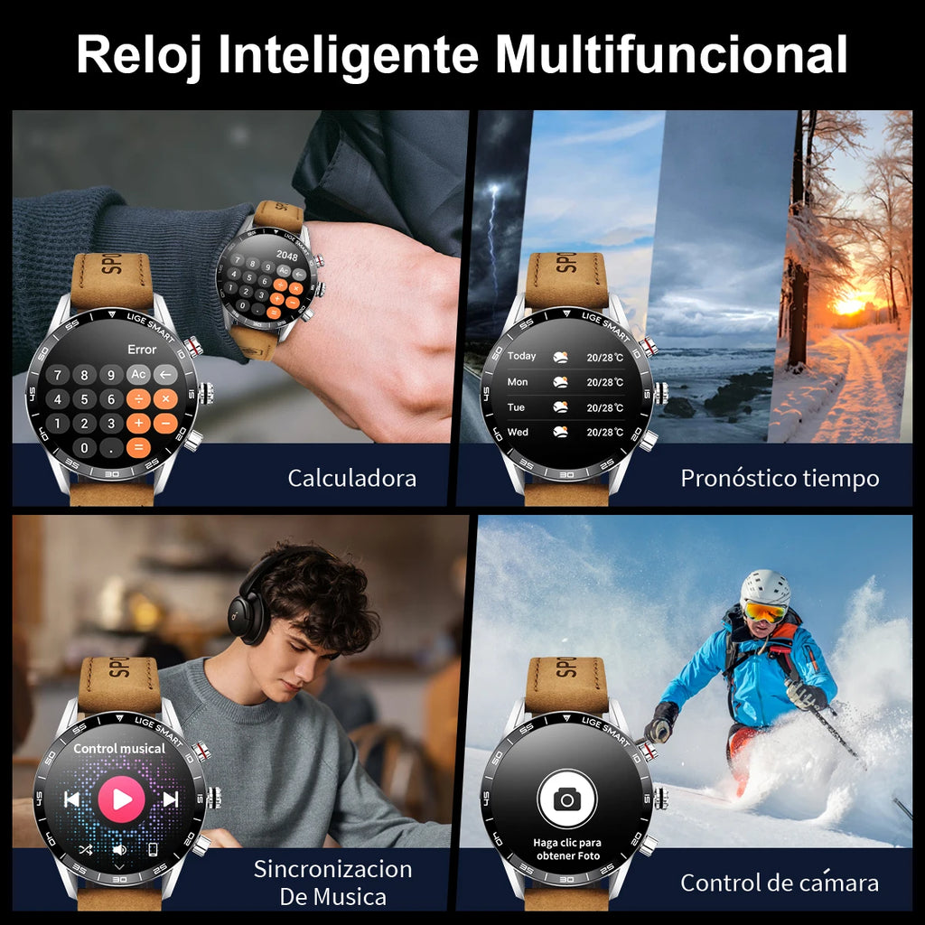 LIGE Brand Smartwatch For All Smartphone Connections AMOLED Screen Watch Men Smart Watch Waterproof Smartband HD Bluetooth Call