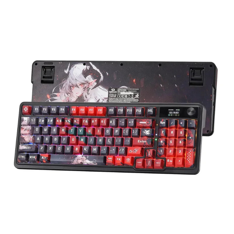 K719 PRO Wireless Gasket Gaming Hype Screen & Knob, 95 Keys Mechanical Keyboard,Easy-Control 1.14’’ TFT Info Display