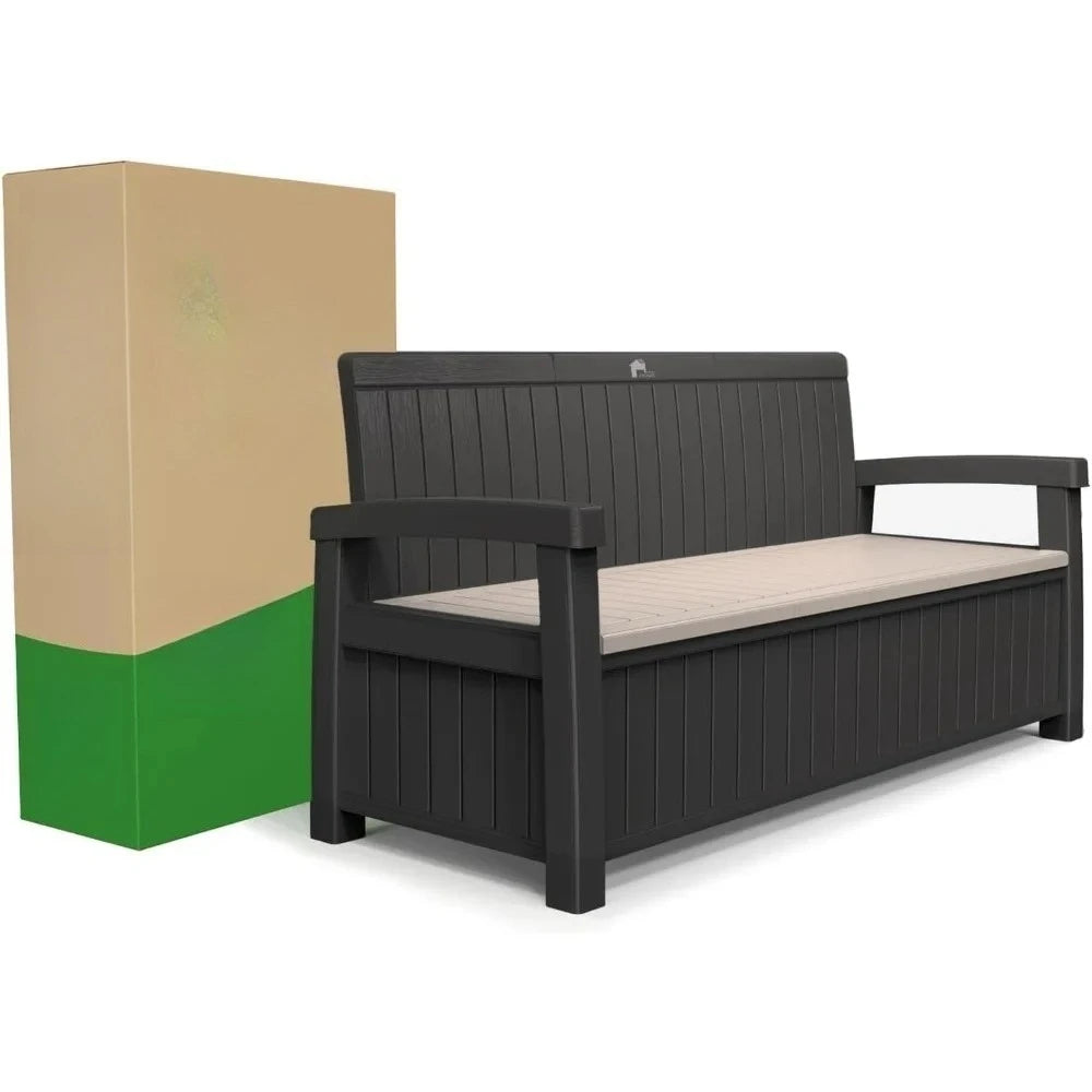 3 Seat Outdoor Storage Bench - 90 Gallon Capacity.