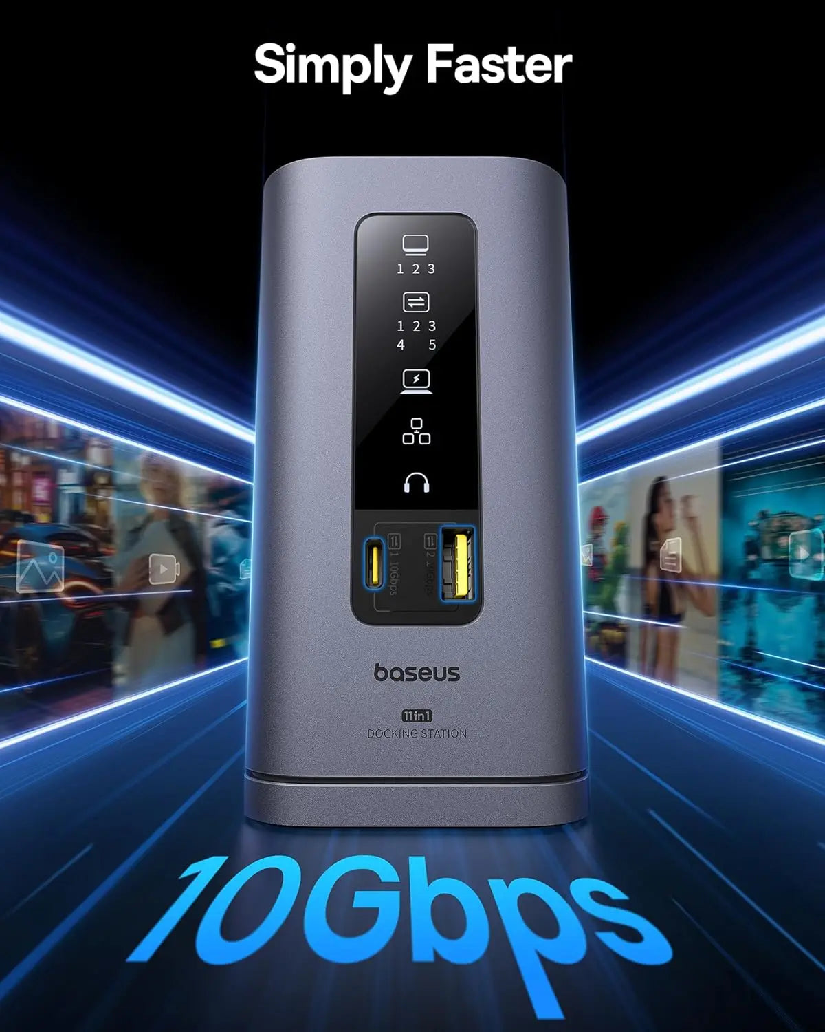 USB-C Docking Station with Triple 4K HDMI, 10Gbps Ports, 100W PD & Gigabit Ethernet for Mac/Windows Laptops