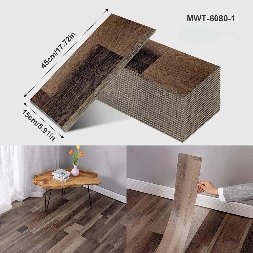 Thicken Wood Grain Floor Sticker Industrial Cement PVC Vinyl Floor Sticker Self-adhesive Waterproof Tile Sticker Home Decor