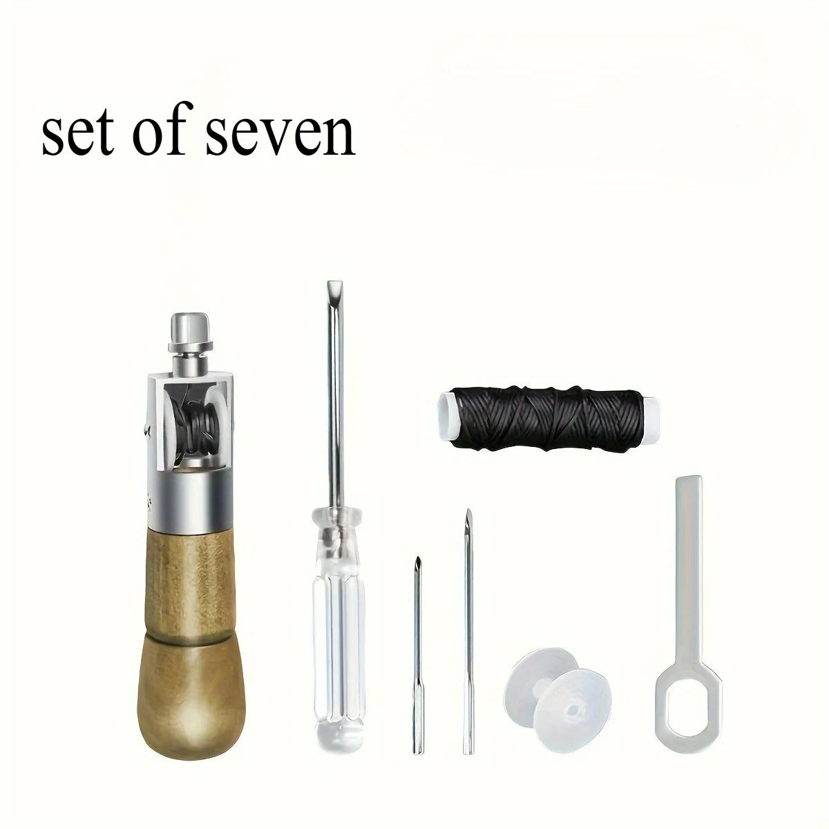 7pcs Professional Lockstitch Sewing Kit - High-Quality DIY Handcraft, Furniture & Leather Repair Sewing Tools,Easy-to-Use Design
