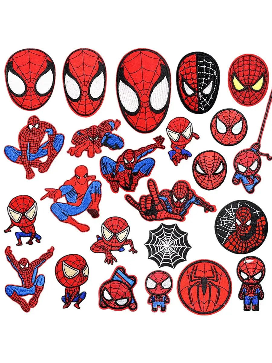 15/23/24pcs Marvel's Spider - Man Iron-On/Sew-On Embroidered Patches.