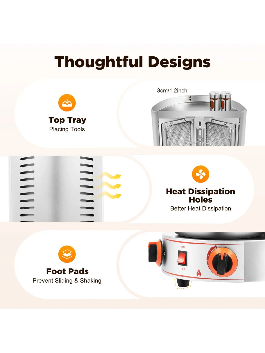 Electric Vertical Broiler 360° rotating Shawarma Gas Rotisserie Gyro Grill Machine with 2 Burner for Commercial Home Kitchen