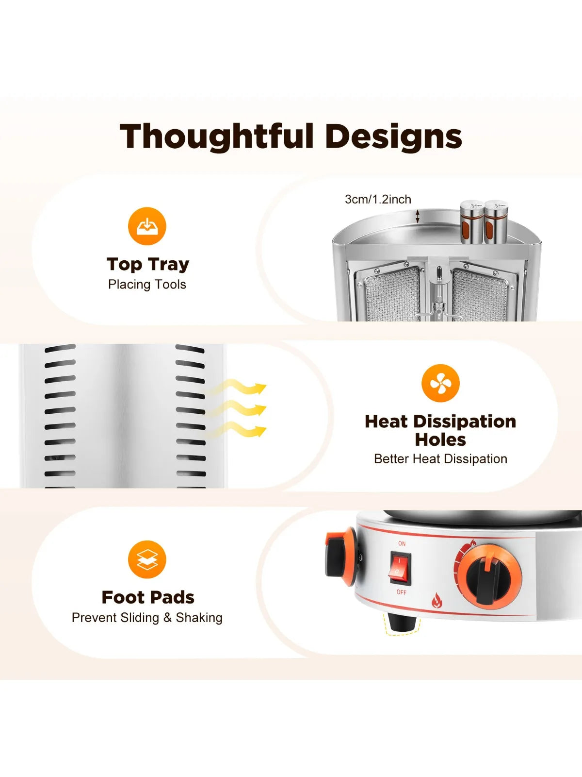 Electric Vertical Broiler 360° rotating Shawarma Gas Rotisserie Gyro Grill Machine with 2 Burner for Commercial Home Kitchen