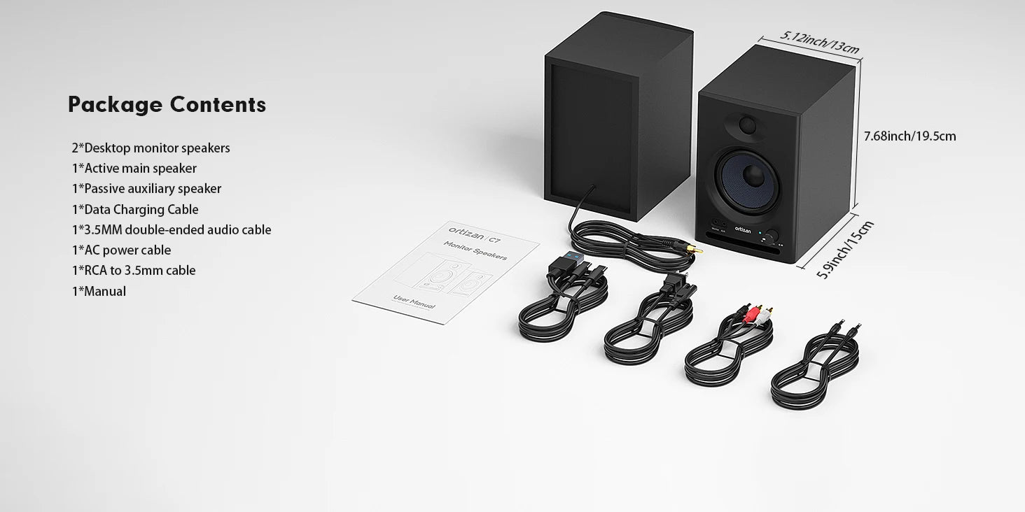 Bluetooth wireless active monitor speakers