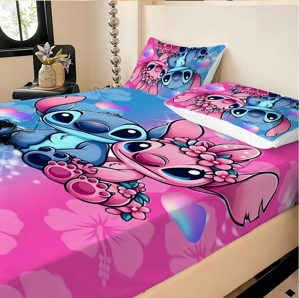 Disney Stitch stretch bed sheets, double bed sheets, soft and warm velvet bedspreads, mattress covers, sheet protection covers,