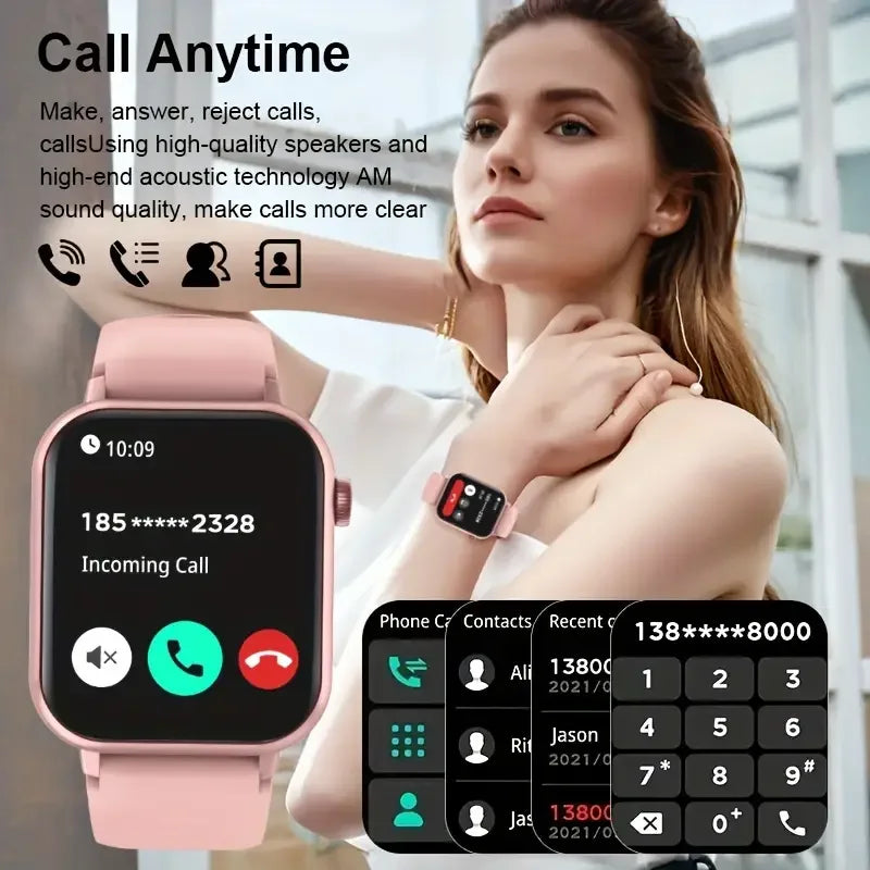 2025 New Waterproof Smart Watch Bluetooth Call Women Men Watch Voice Assistant 100+Sports Smartwatch For Android IOS