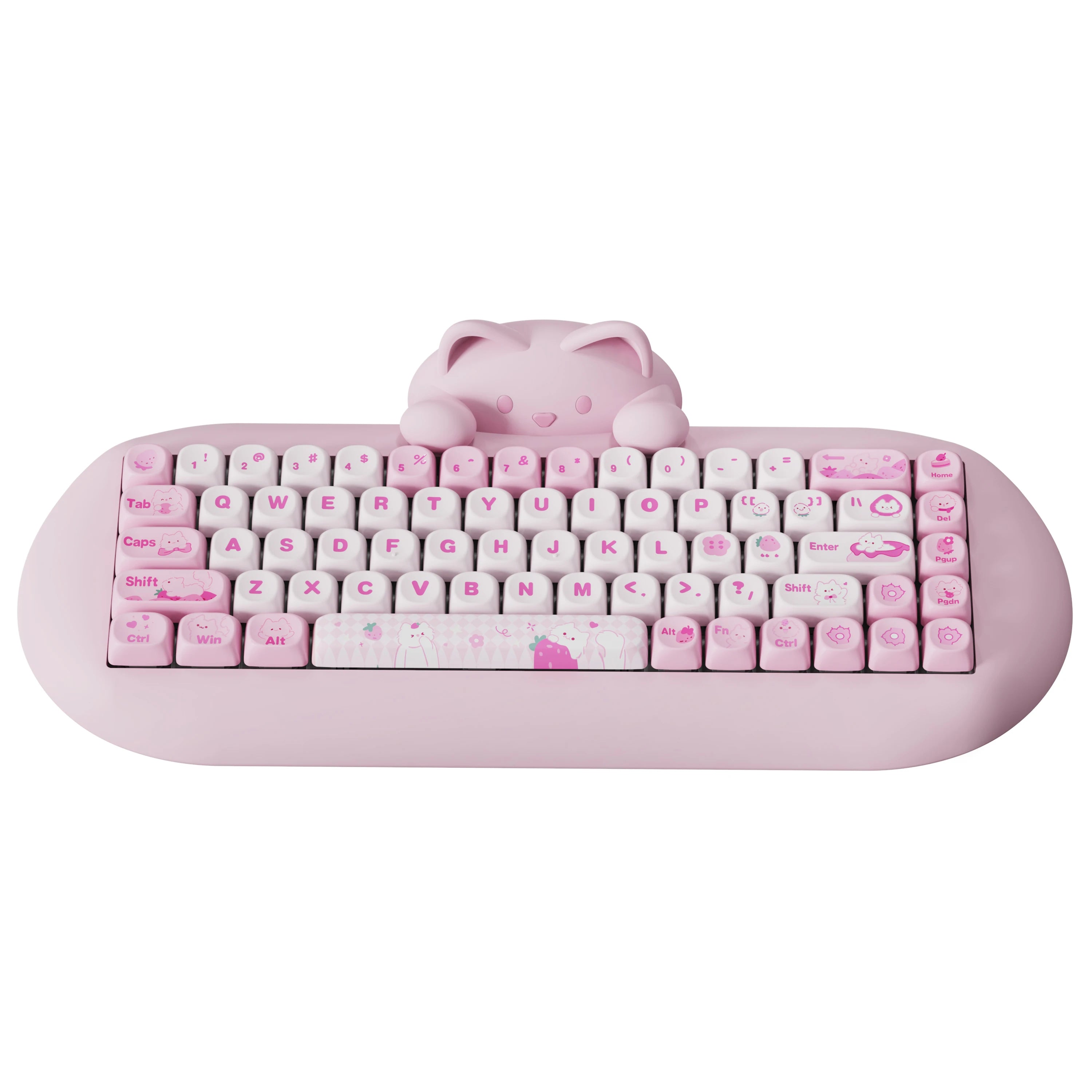 C68 Wireless Gaming Keyboard, Hi-Fi Cute Cat Custom RGB Mechanical Keyboard, Silicone 65% Hot Swap Ergonomic Kitty Keeb