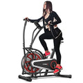 Fan Bike Air Resistance Upright Bike with LCD Monitor Phone Holder Builtin Wheels for Home Gym Cardio Training Workout Fitness