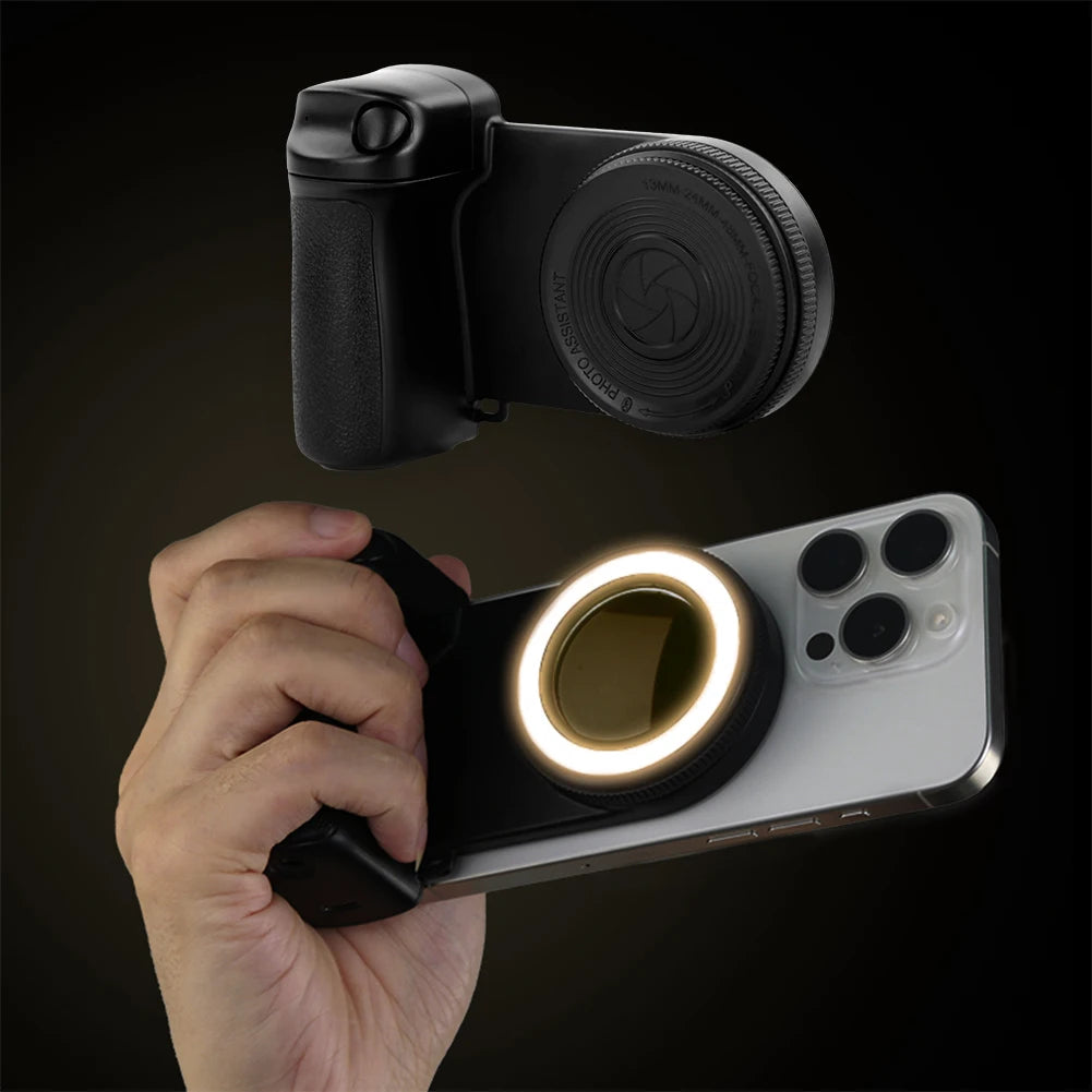 Camera Handle Grip Selfie Stablizer with Fill Light & Reflective Mirror.