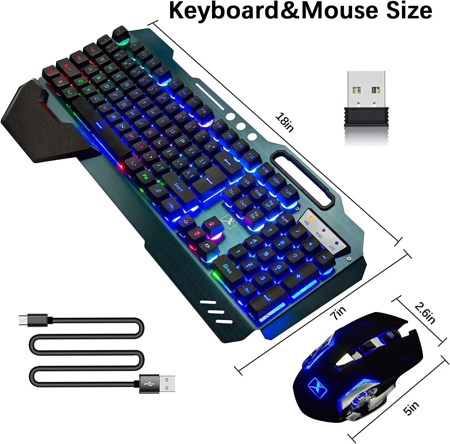 Wireless gaming Keyboard and Mouse Set.