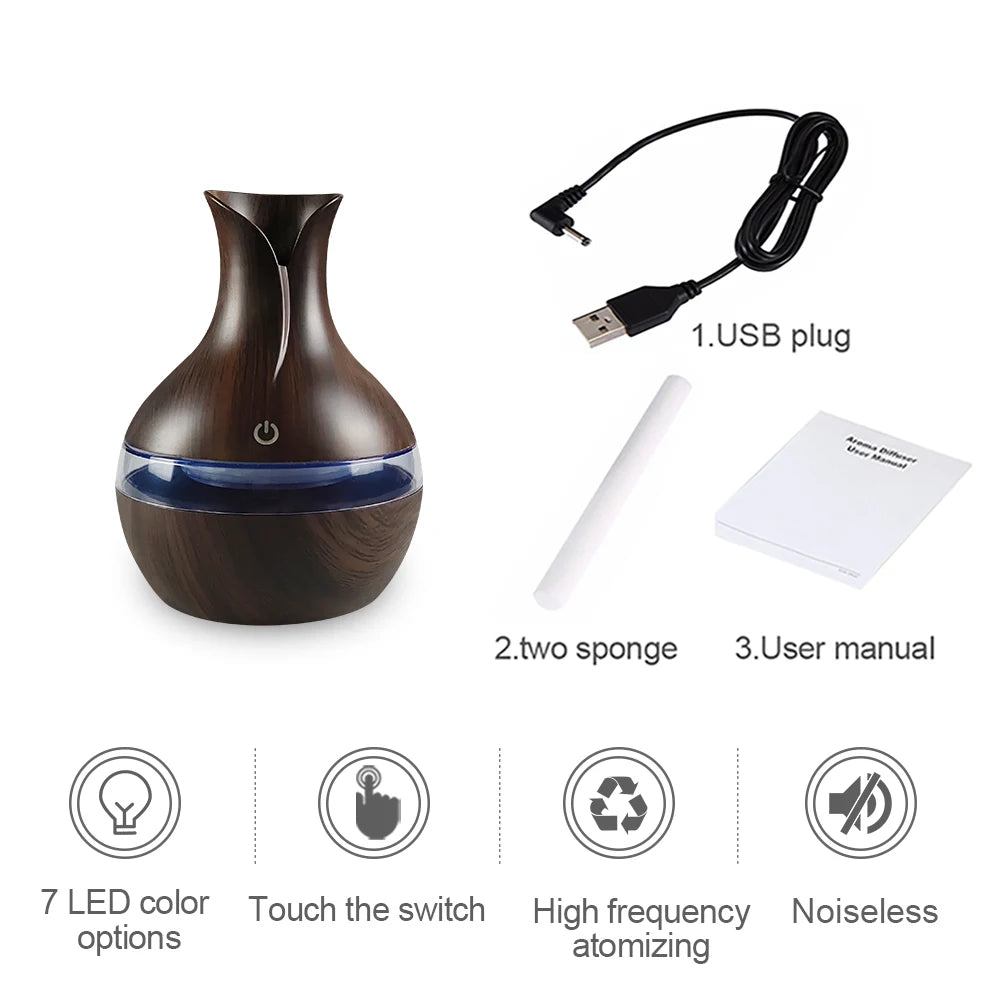 Mini USB Diffuser Air Humidifier with 7-Colors LED night light Aromatherapy Diffuser.