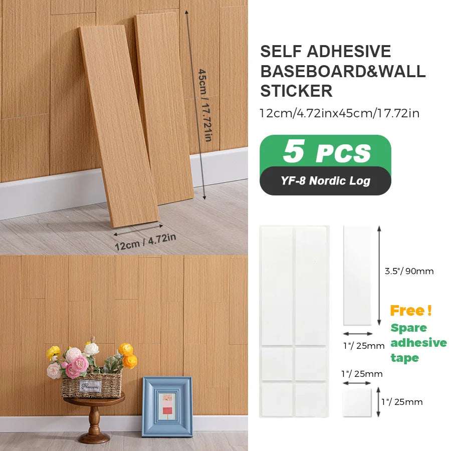 10pcs Self-Adhesive Wooden Stickers Wall Stickers Skirting Lines.