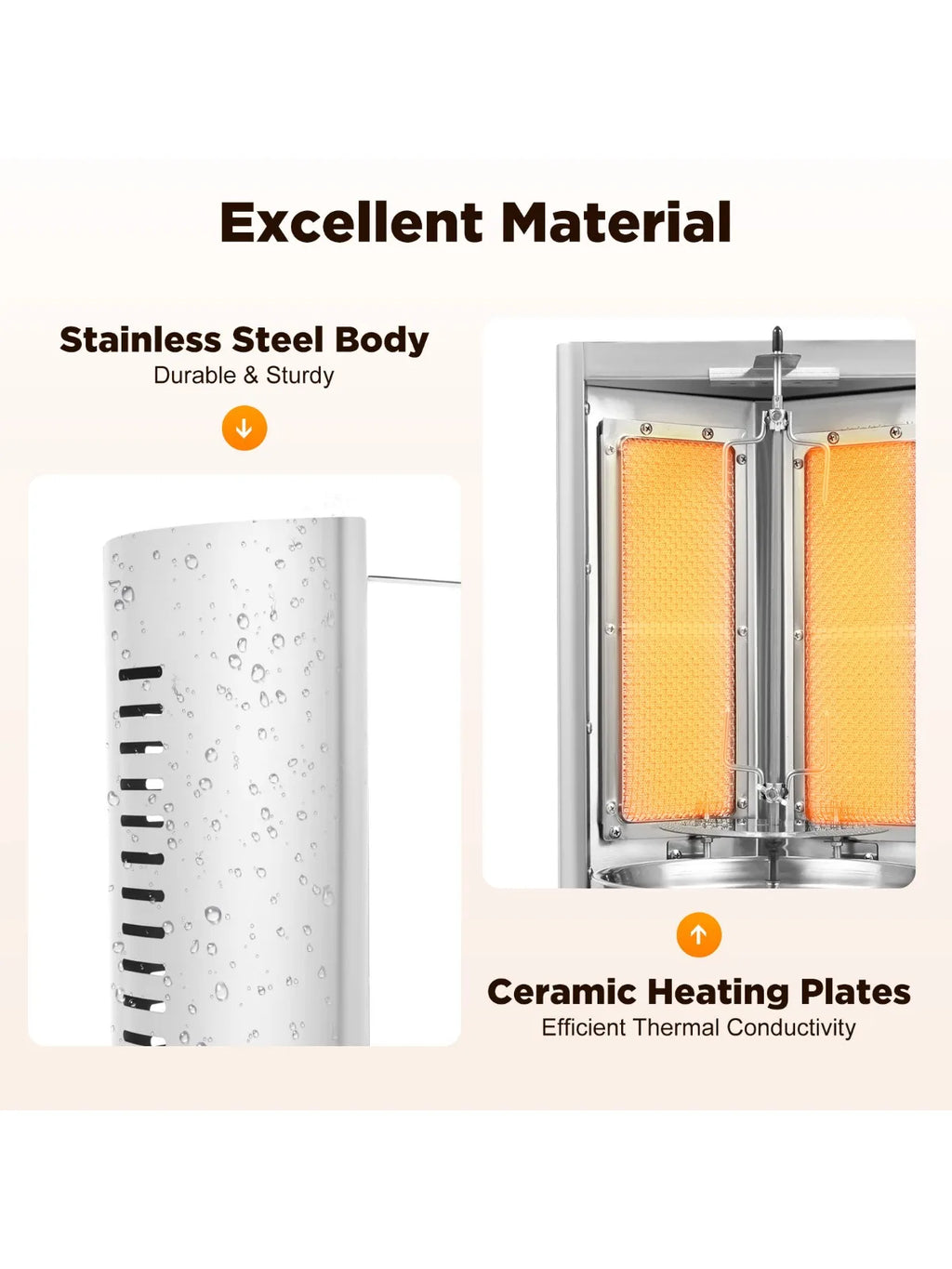 Electric Vertical Broiler 360° rotating Shawarma Gas Rotisserie Gyro Grill Machine with 2 Burner for Commercial Home Kitchen