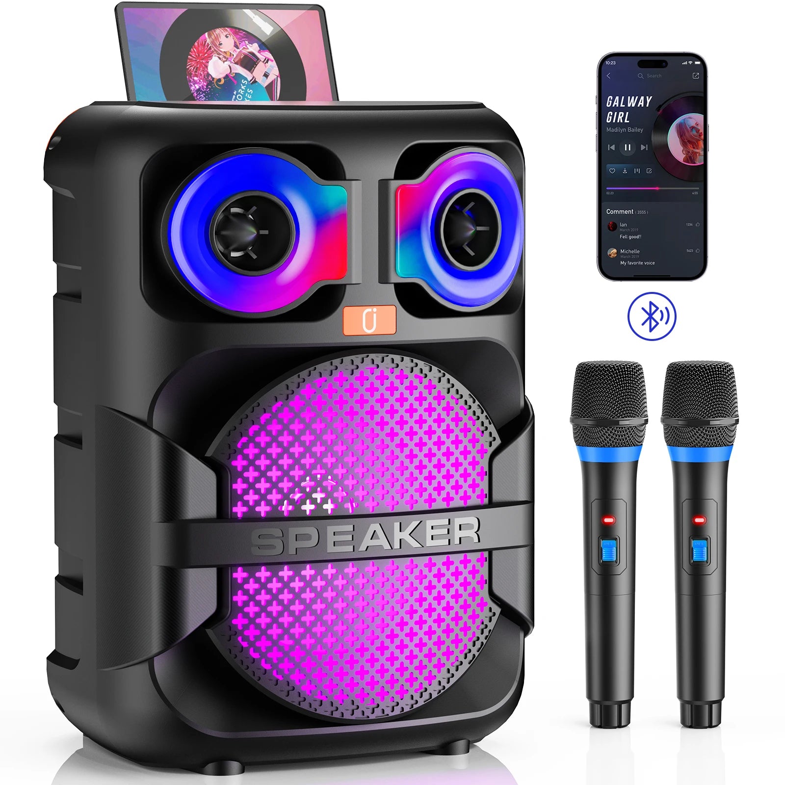 Home Karaoke Machine with two microphones.