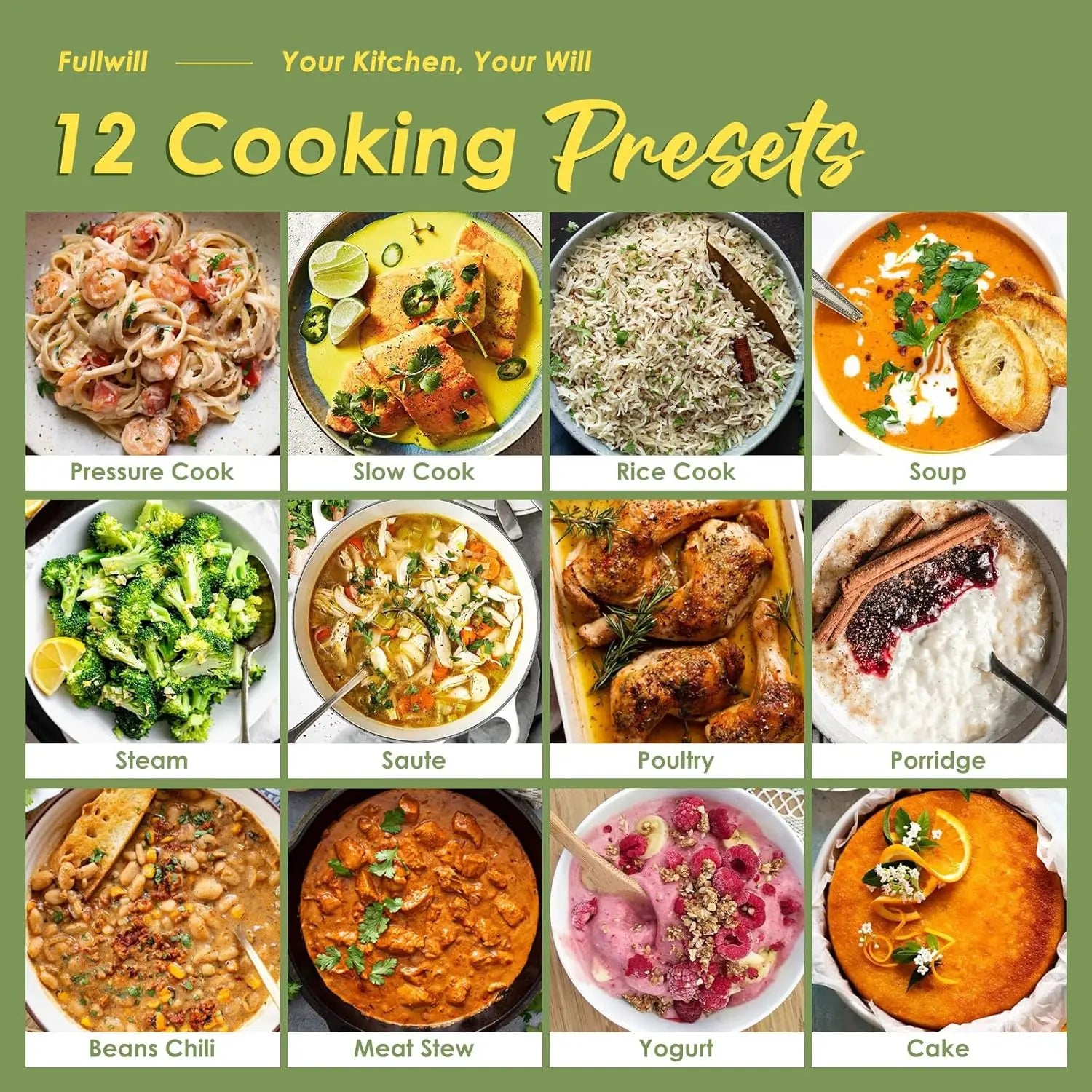 9-in-1 Electric Pressure Cooker, 12 Presets Multi Cooker, 6 Quart Nonstick Pot (2025 Upgraded)