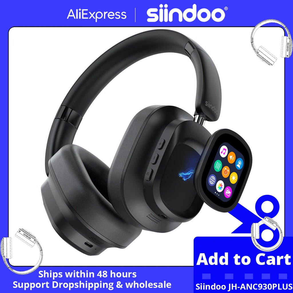 Wireless Headphone, With Multi Magnetic Touch Control LED Screen.