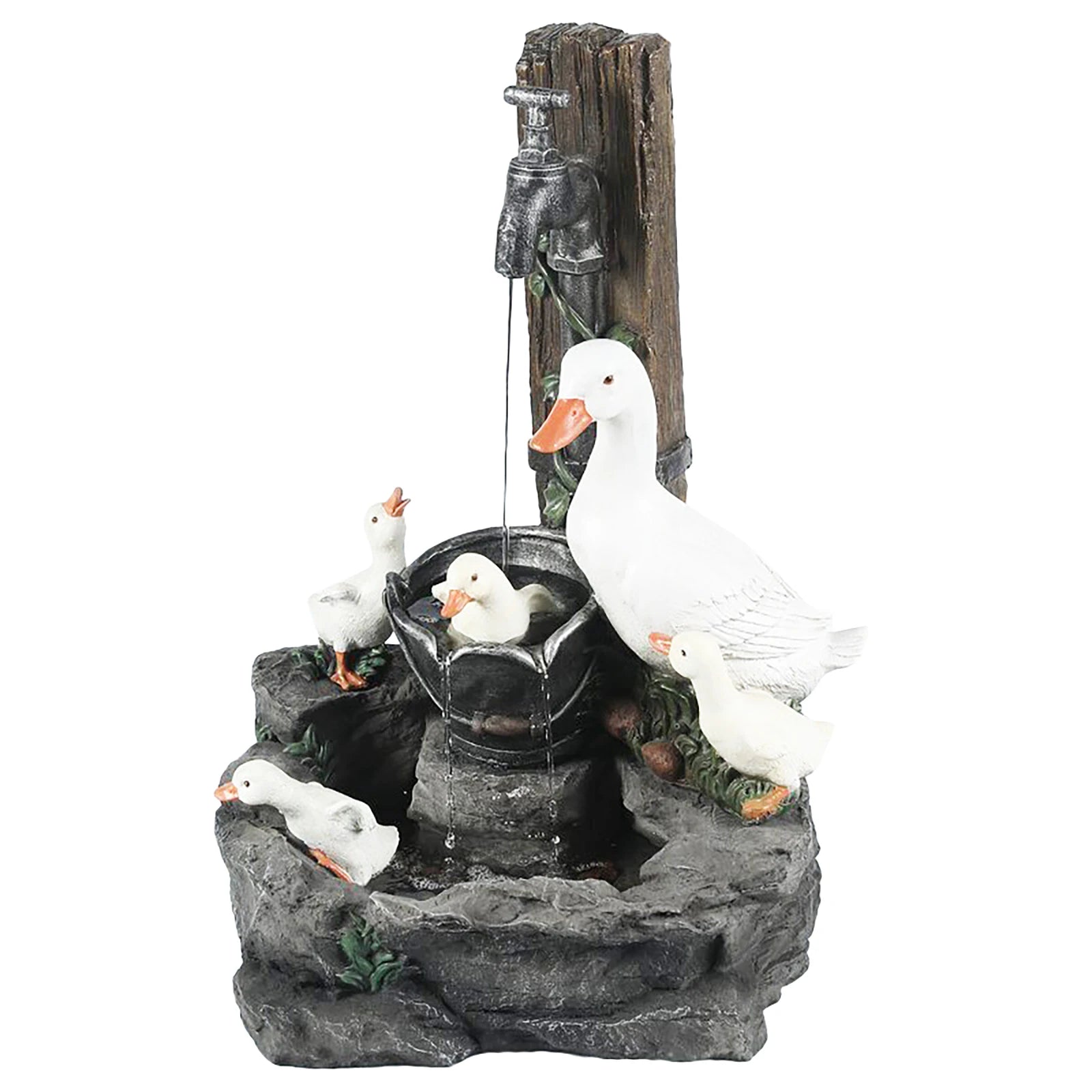 Duck /Squirrel Fountain Ornament Water Fountain Squirrel Statue Landscaping Decor with Light.