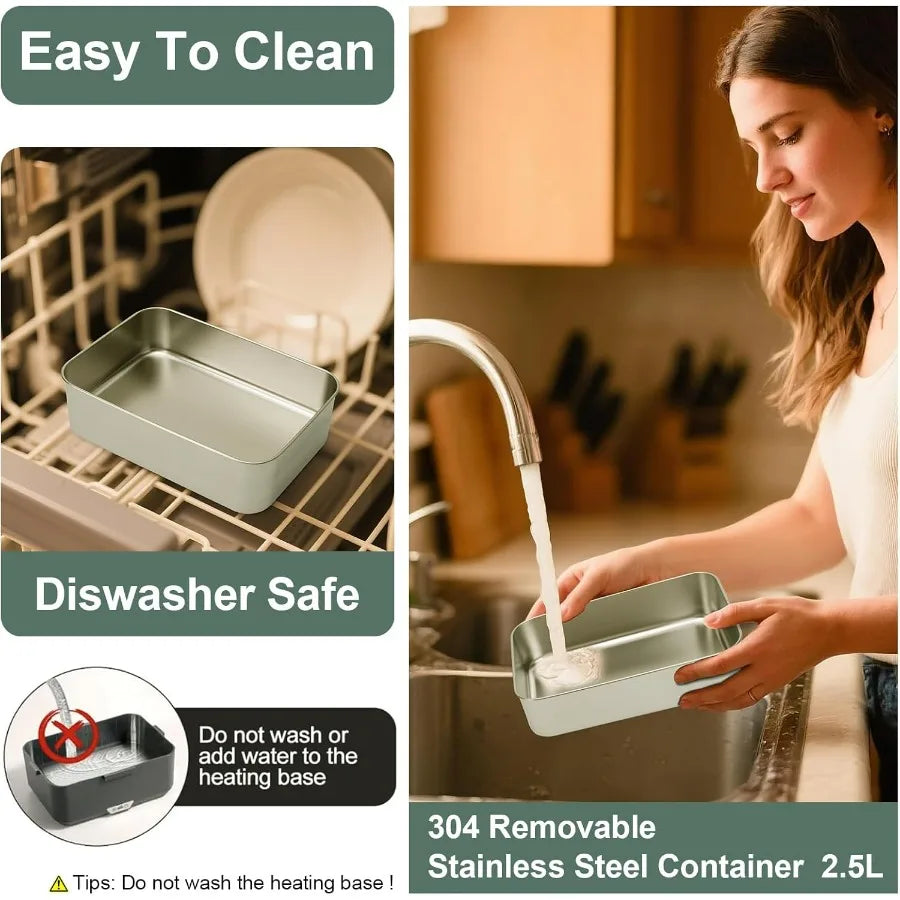 Electric 3.5L 2-Layer Portable Food Warmer Heated Lunch Box