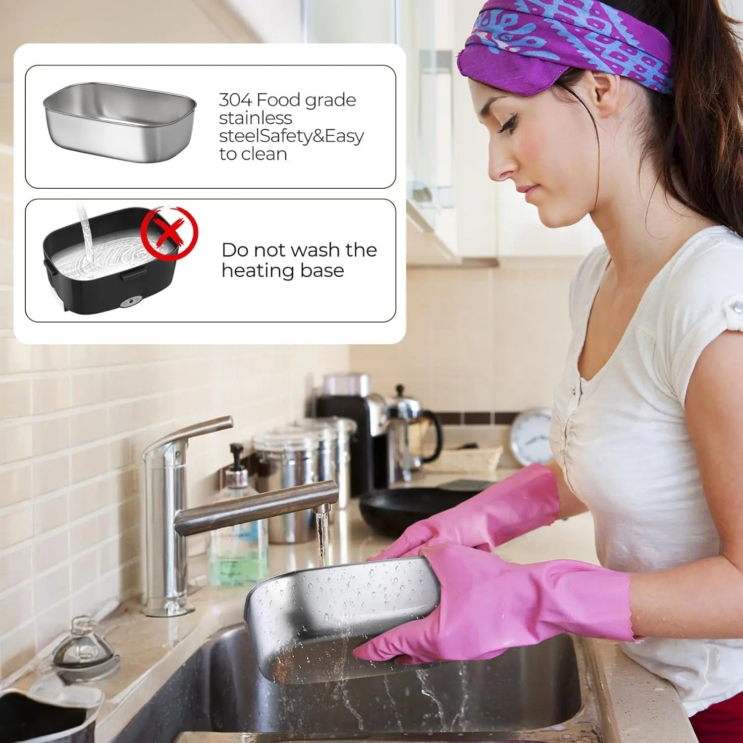 Electric Stainless Steel Containers, Portable Food Warmer