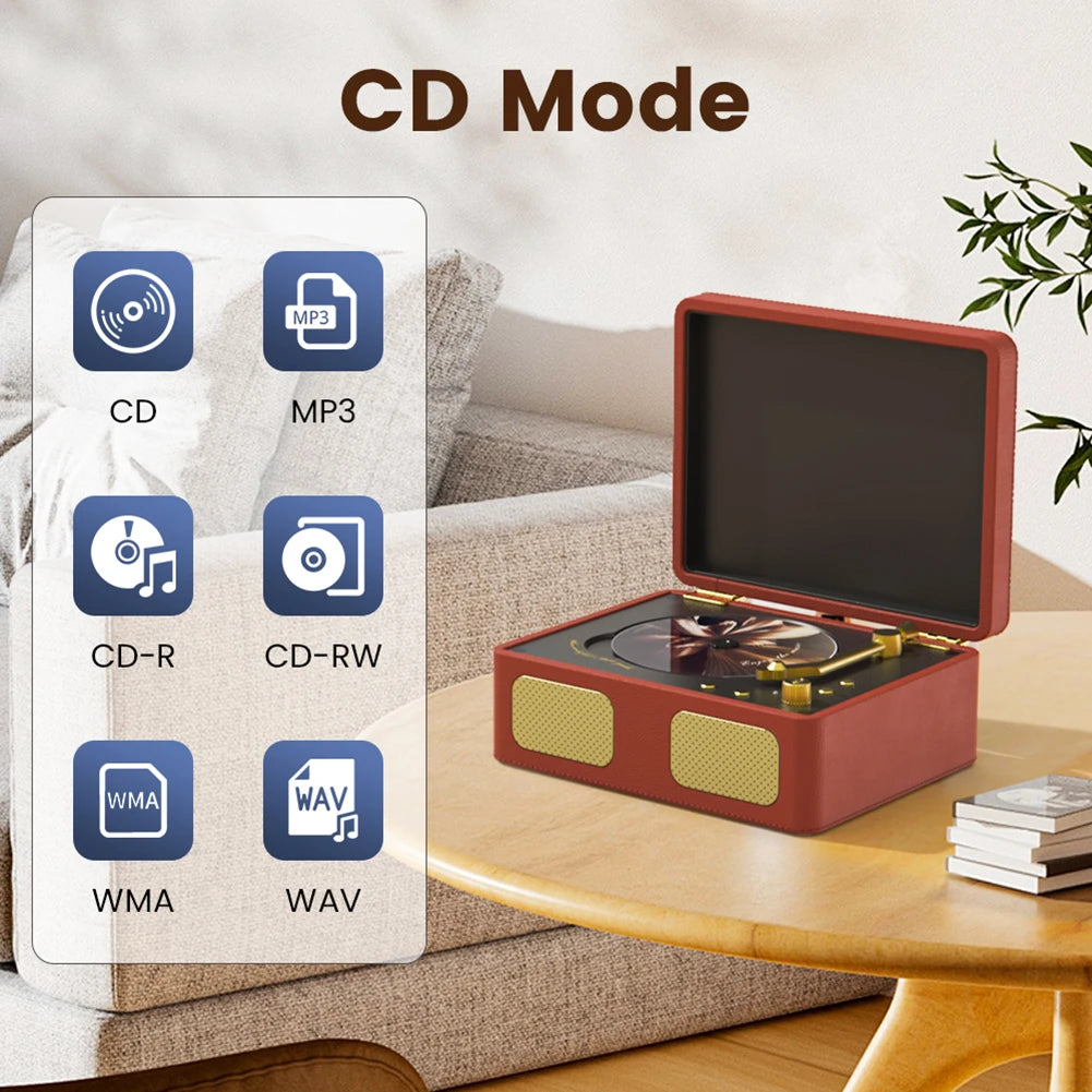 Wireless Portable Bluetooth Vintage Wood CD Retro player.