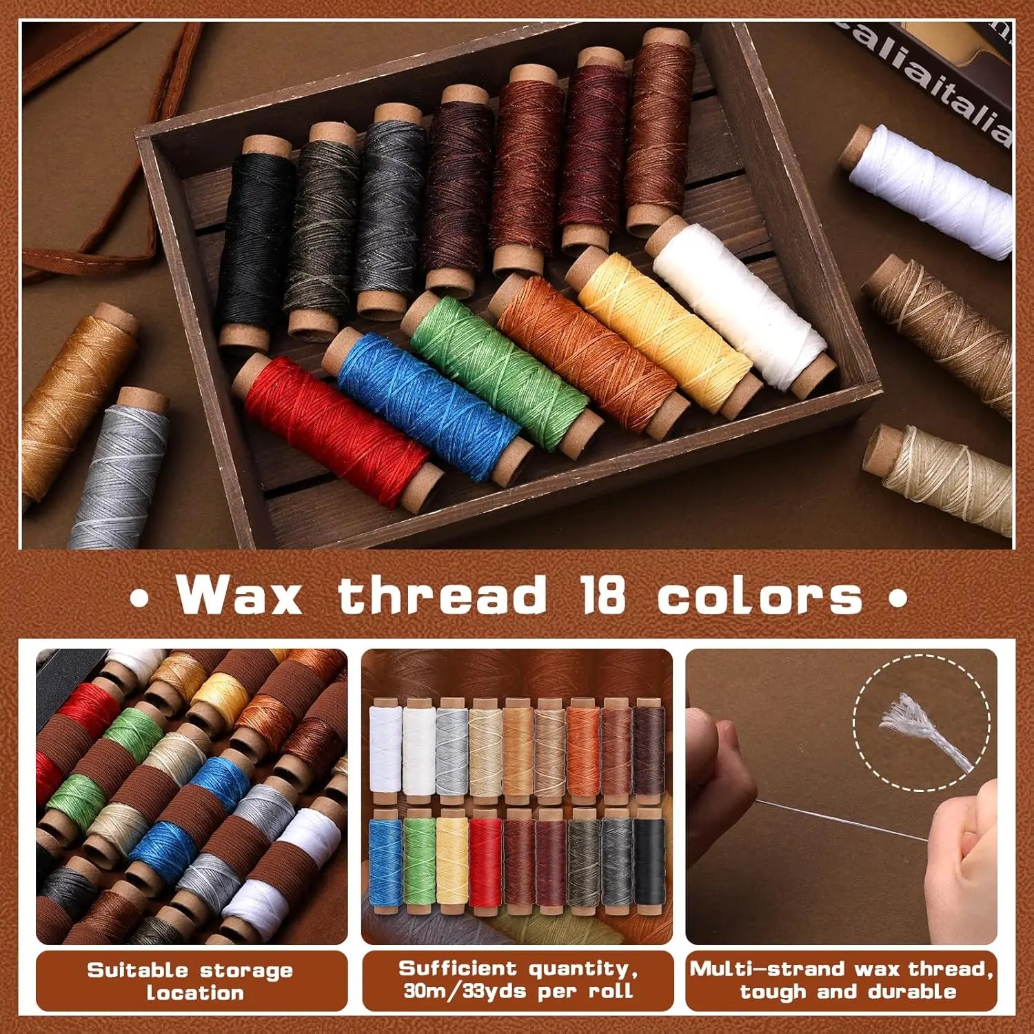 92-Piece Leather Crafting Tool Kit with Storage Bag for DIY Carving, Punching, Sewing & Stamping Projects