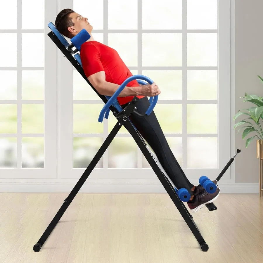 Gravity Inversion Table for Spinal Decompression Therapy with Up to 330.7lbs Capacity Adjustable Body Stretcher.