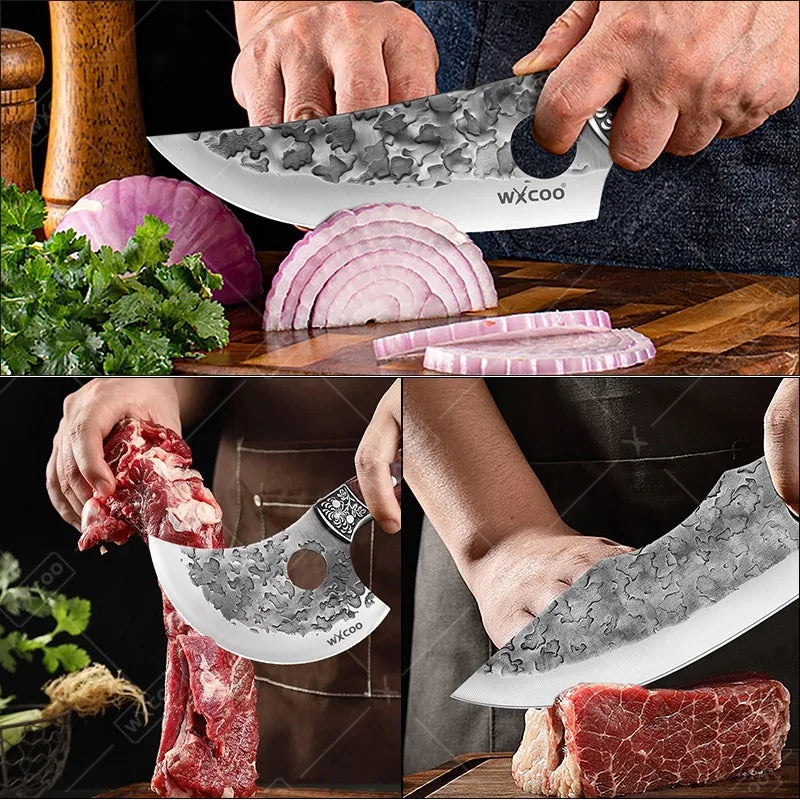 6PCS Stainless Steel Knife Forged Kitchen Knife Set Meat Fish Slicing Boning Butcher Cleaver Knife Professional Kitchen Scissors