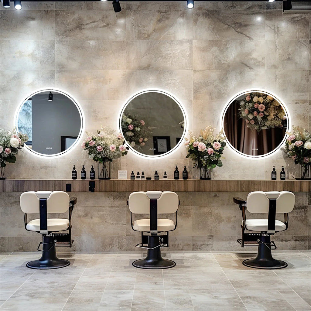 Intelligent Illuminate Big Round Mirror for Bathroom Touch Screen Dimmable Anti-fog Bathroom LED Light Mirror