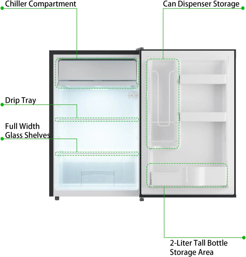 4.3 Cu.Ft Mini Fridge With Freezer, Single Door Refrigerator.