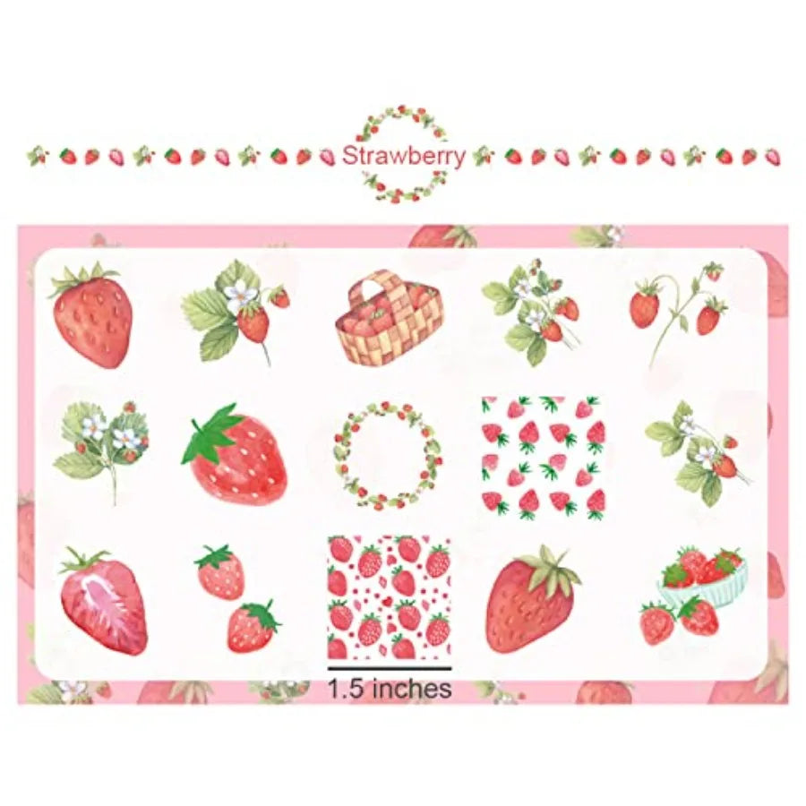 90 PCS Strawberry-Themed Stickers Labels for Personal Diary Planner Scrapbook Album and Notebook.