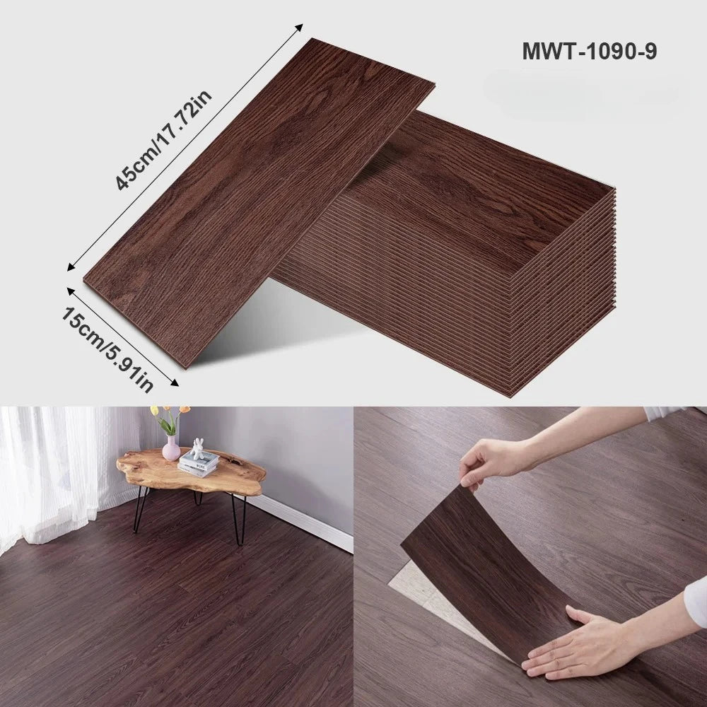 Thicken Wood Grain Floor Sticker Industrial Cement PVC Vinyl Floor Sticker Self-adhesive Waterproof Tile Sticker Home Decor
