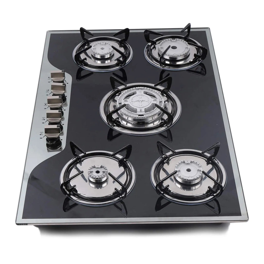 Gas Cooktop 30 Inch Gas Stove Cooktop Stove Burner Tempered Glass Built in 5 Burners Gas Hob Grate Stovetop Lpg/Ng Convertible (