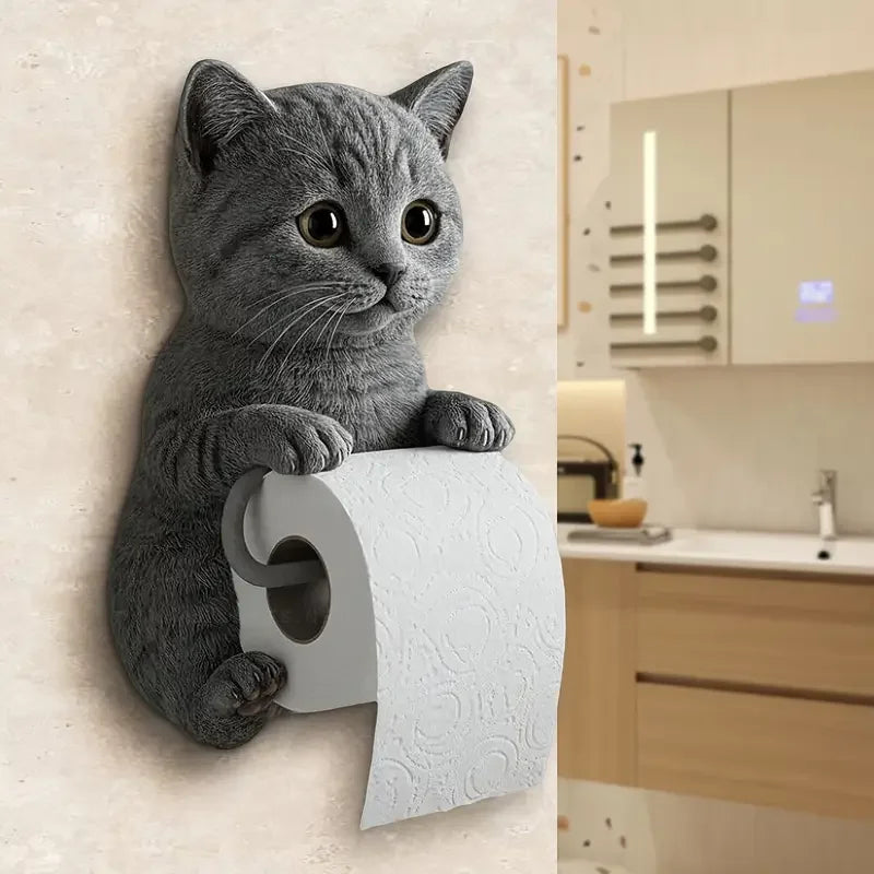Cat Toilet Paper Holder Cat Toilet Roll Holder Wall Mounted Roll Rack Cute Dispenser