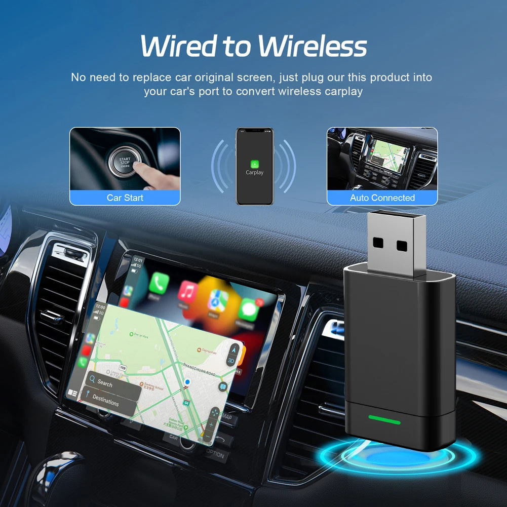 Mini Black Metal Carplay Converter Wireless Adapter.