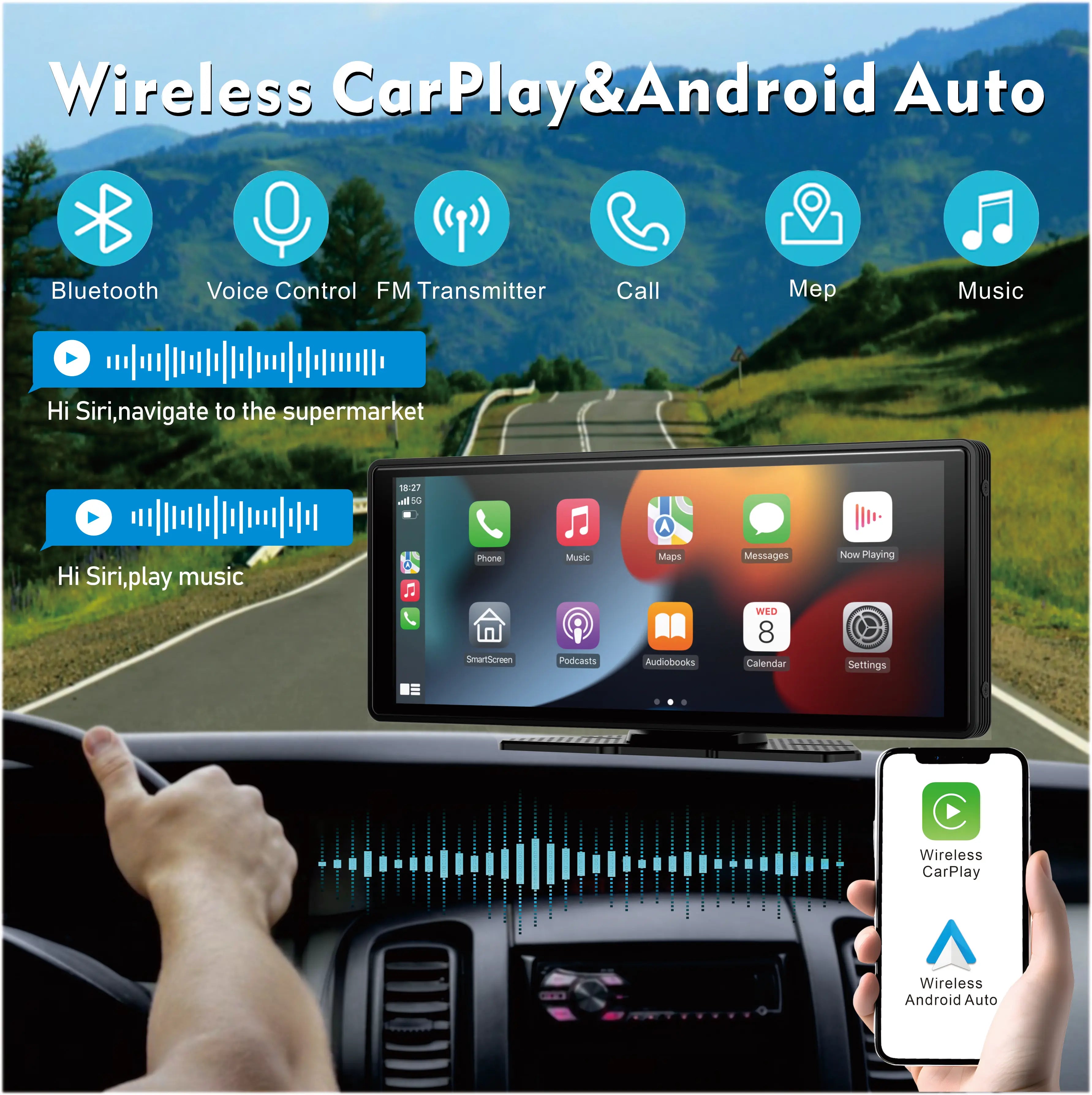 CarPlay Android Auto Car Radio Multimedia Video Player Reversing Camera.
