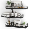 Set of 3 Floating Wood Wall Shelves.