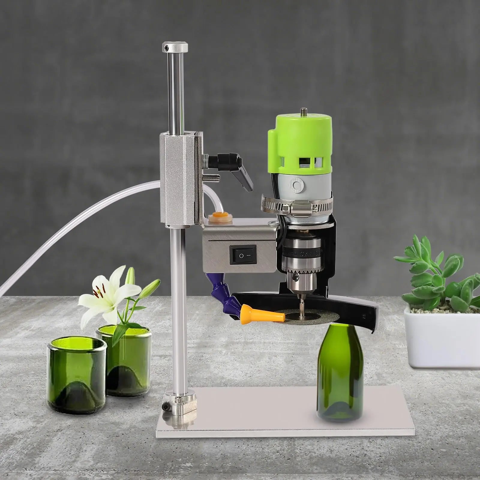 Glass Bottle Cutter, 150W 6000R/Min Electric Bottle Cutting Machine DIY Wine Bottle Cutter Tool Kit with Adjustable Speed for Ro