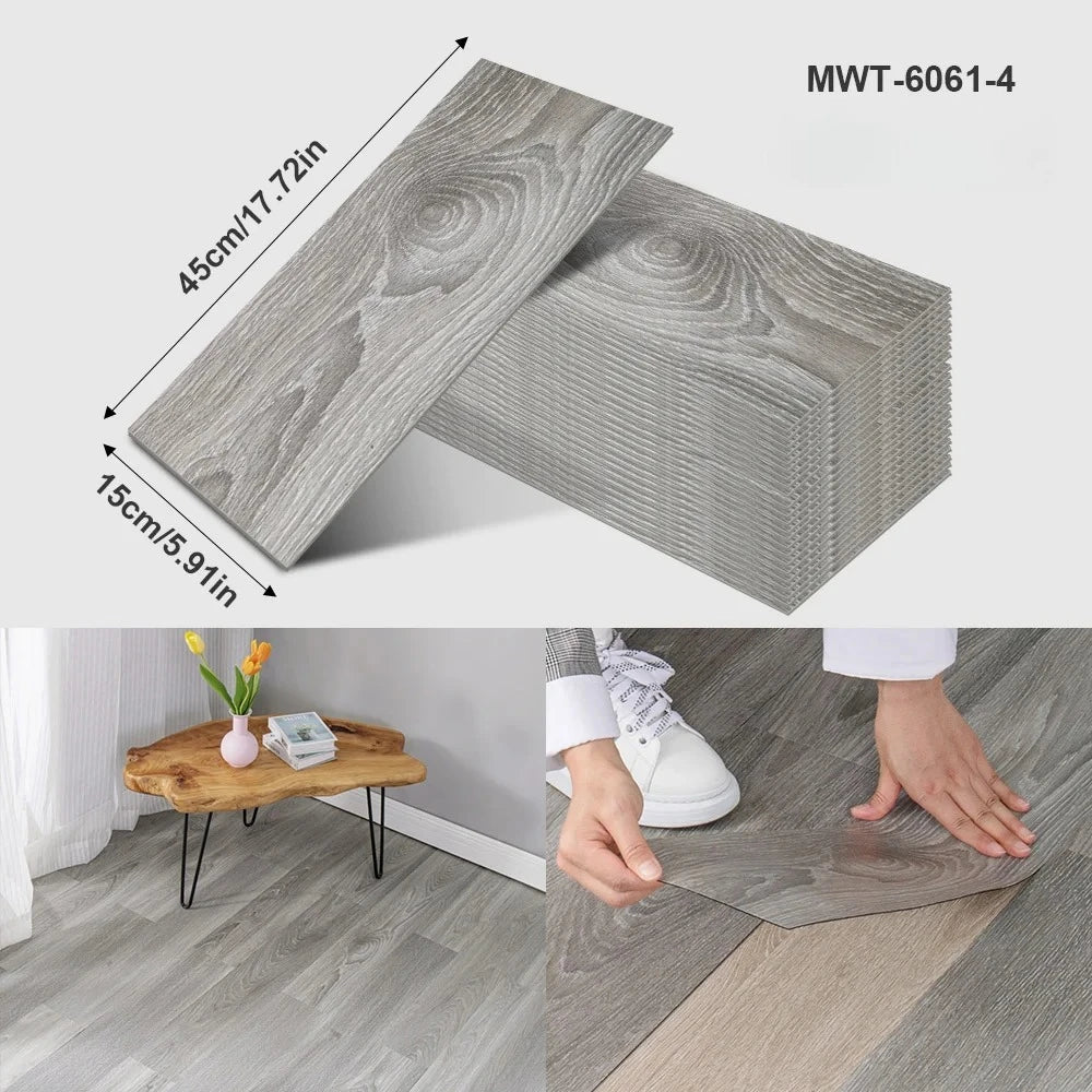 Thicken Wood Grain Floor Sticker Industrial Cement PVC Vinyl Floor Sticker Self-adhesive Waterproof Tile Sticker Home Decor