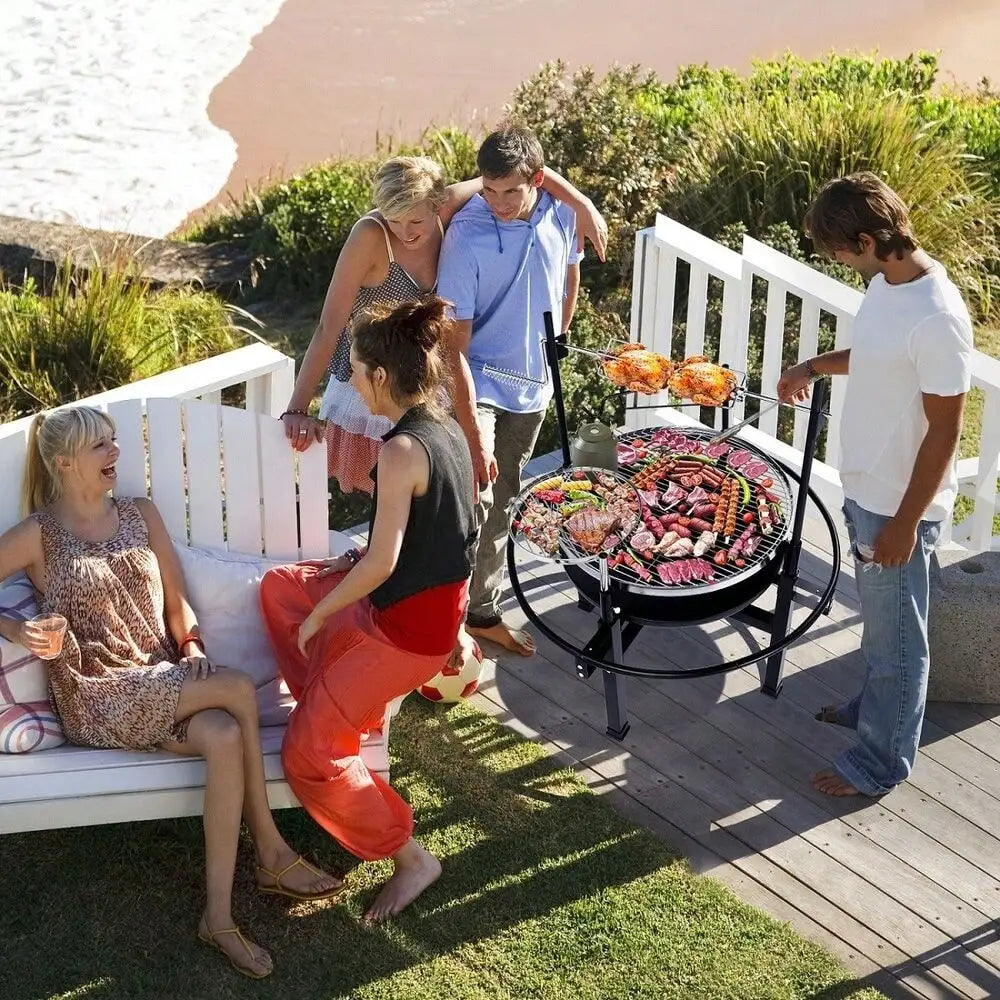 Heavy Duty Cast Iron Charcoal Grill Tabletop BBQ Grill Stove for Camping Picnic