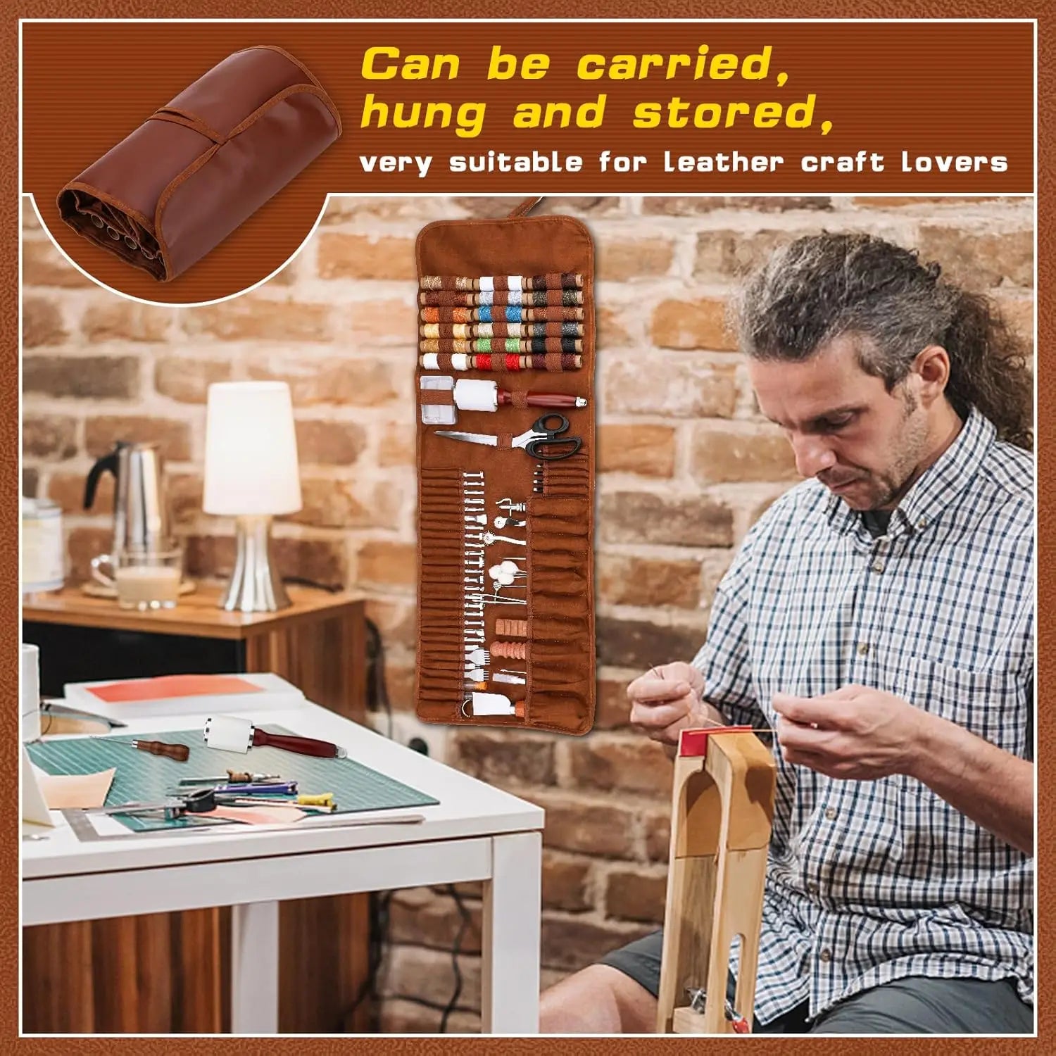 92-Piece Leather Crafting Tool Kit with Storage Bag for DIY Carving, Punching, Sewing & Stamping Projects