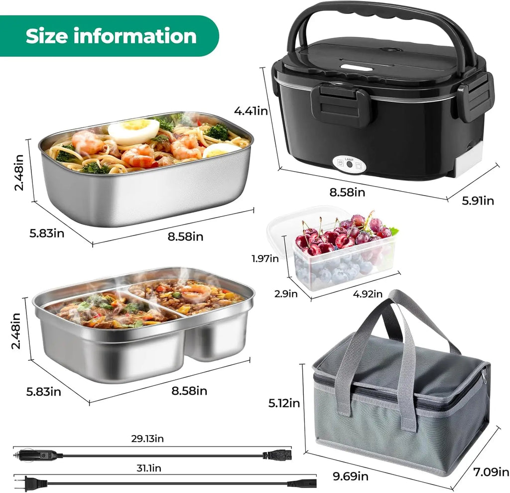 Electric Stainless Steel Containers, Portable Food Warmer