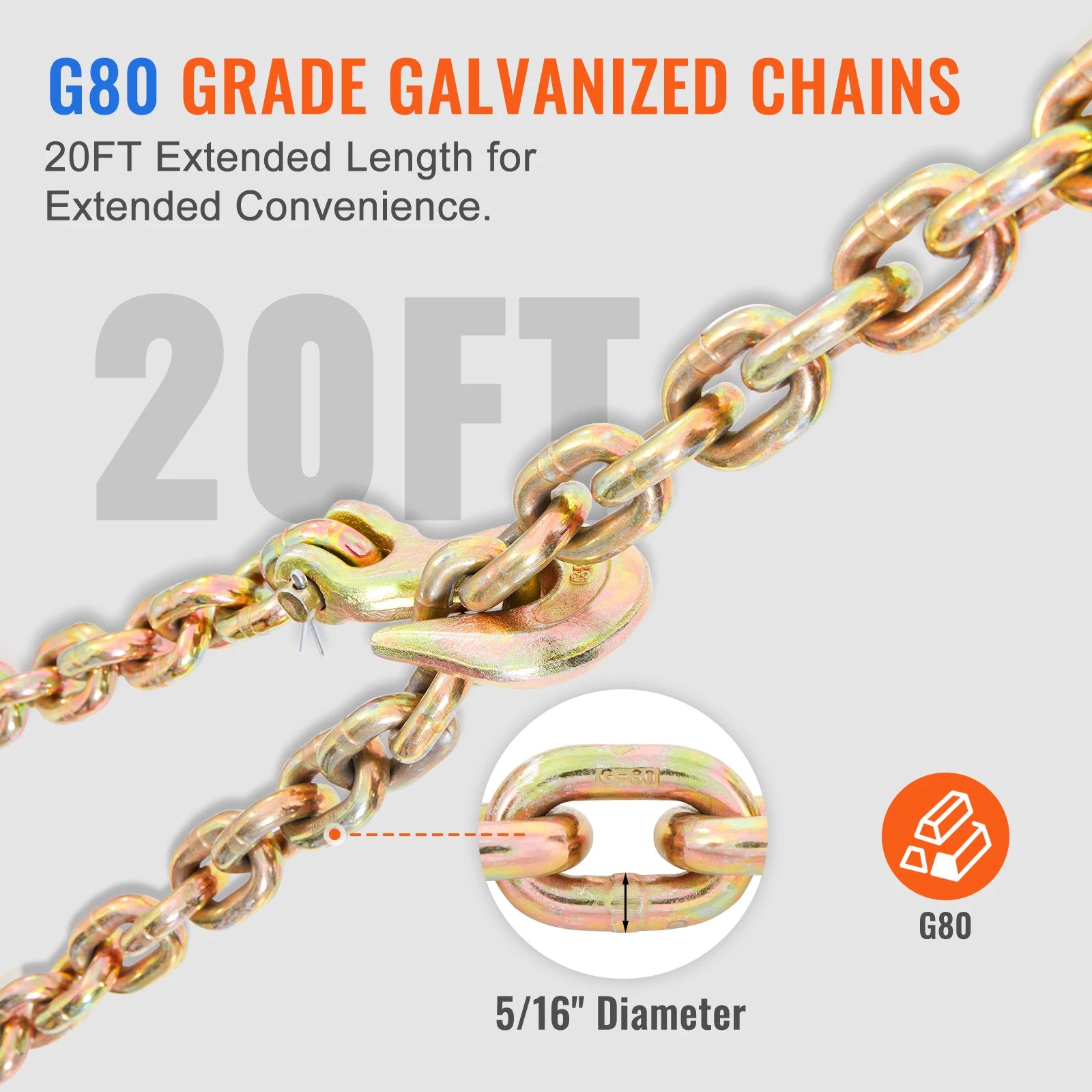 7100 lbs Ratchet Chain Binder Heavy Duty Secure Load with Anti-skid Handle Tie Down Hauling for Flatbed Truck Trailer