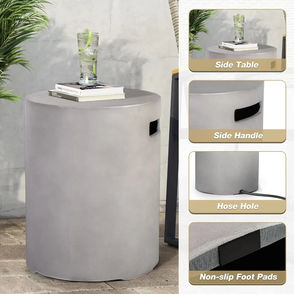 31.5 Inch Outdoor Propane Round Burner, 2 Pieces Concrete Fire Pit.