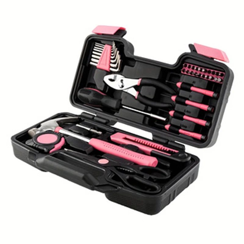 39-Piece All Purpose Household Pink Tool Kit.