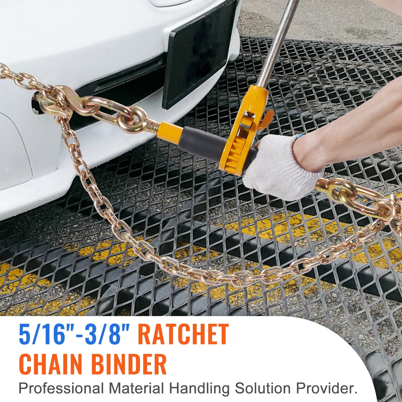 7100 lbs Ratchet Chain Binder Heavy Duty Secure Load with Anti-skid Handle Tie Down Hauling for Flatbed Truck Trailer